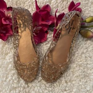 Vivienne Westwood + Melissa Sparkle jellies ballet flats bronze 38